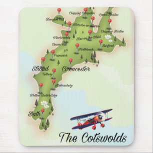 Alfombrilla De Ratón El mapa vintage de Cotswolds