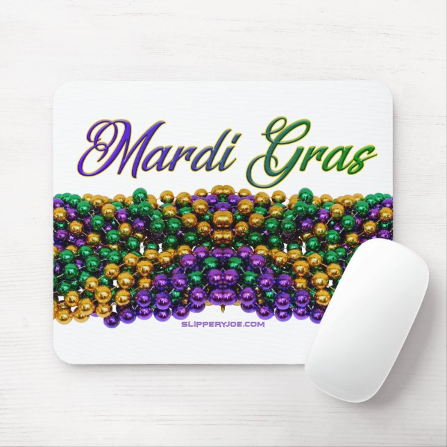 Alfombrilla De Ratón El Mardi Gras de SlipperyJoe's Bead Necklaces púrp (Con ratón)