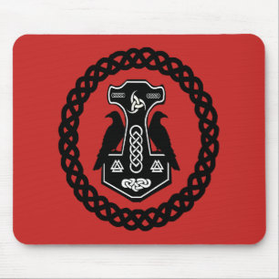 Alfombrilla De Ratón El martillo de Thor en el círculo del nudo celta