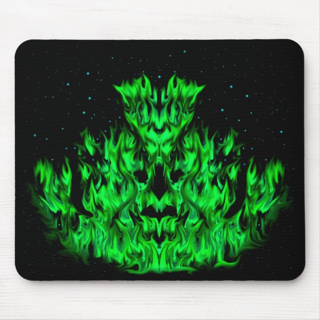 Alfombrilla De Ratón El monstruo de la llama verde en el cielo estrella (Frente)