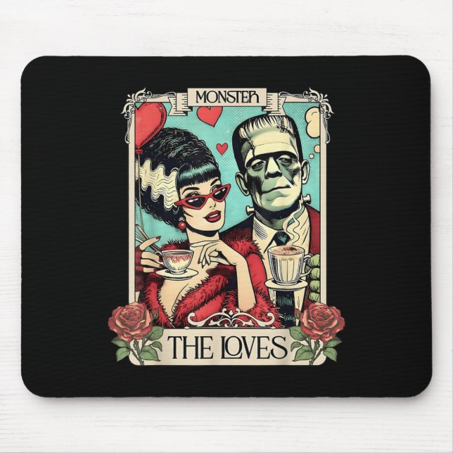 Alfombrilla De Ratón El Monstruo Frankenstein Y Bride Los Amantes Del T (Frente)