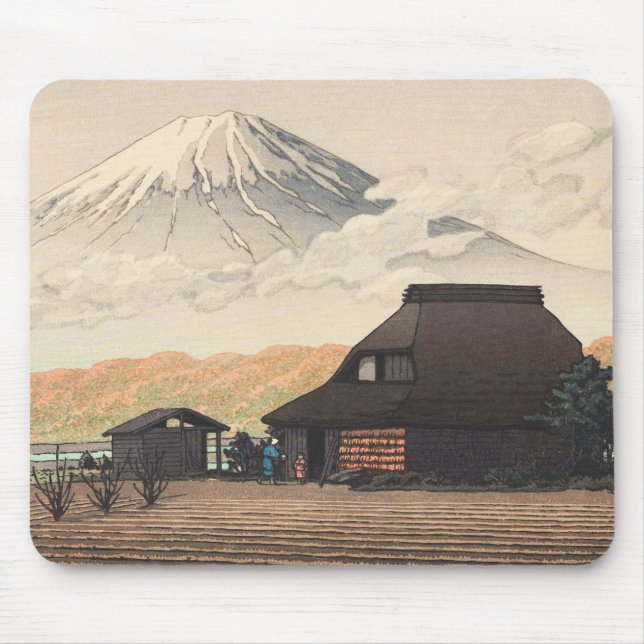 Alfombrilla De Ratón El monte Fuji del arte del hanga de la espinilla (Frente)