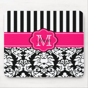 Alfombrilla De Ratón El negro rosado puntea Mousepad personalizado