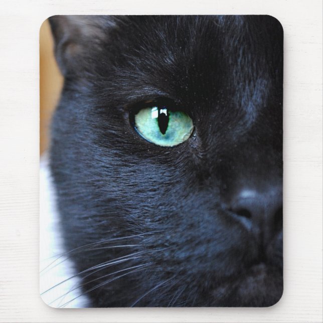 Alfombrilla De Ratón El ojo le ve gato negro Mousepad (Frente)