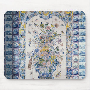 Alfombrilla De Ratón El panel de la teja de Delft del cuarto de baño