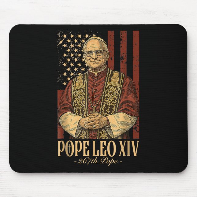 Alfombrilla De Ratón El Papa americano Leo Xiv 267th U.S. Flag Catholic (Frente)