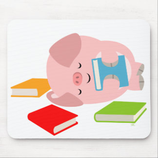 Alfombrilla De Ratón El pequeño aficionado a los libros (cerdo lindo)