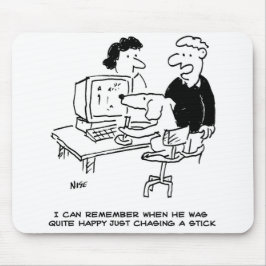 Alfombrilla De Ratón El perro está jugando en una computadora