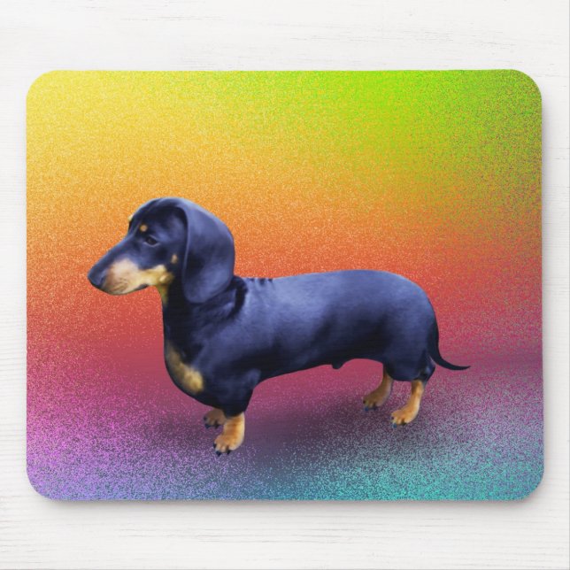Alfombrilla De Ratón El príncipe Dachshund en un pico arcoiris (Frente)