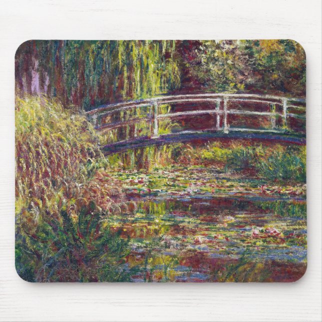 Alfombrilla De Ratón El puente japonés Claude Monet fresco, viejo, maes (Frente)
