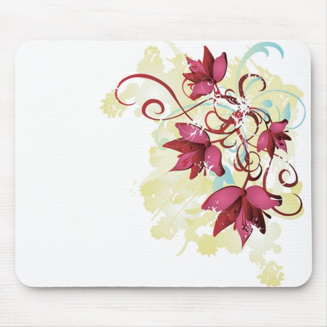 Alfombrilla De Ratón El rojo florece Mousepad (Frente)