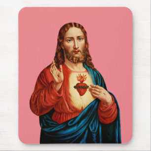 Alfombrilla De Ratón El Sagrado Corazón De Jesús Retrato De Arte Fino