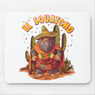 Alfombrilla De Ratón El Squatcho Bigfoot con Maraca, Sombrero y Ponc