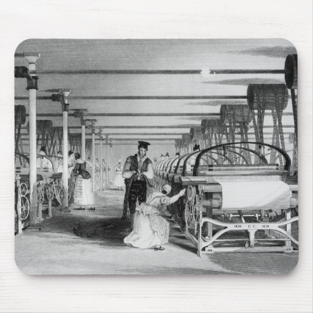 Alfombrilla De Ratón El tejer del telar de poder, grabado por J. (Frente)