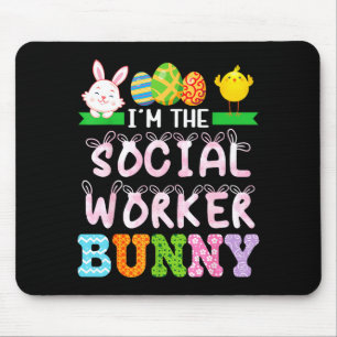 Alfombrilla De Ratón El trabajador social conejo día de Pascua trabajo