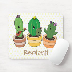 Alfombrilla De Ratón El trío de cactus lindo canto ilustracion personal