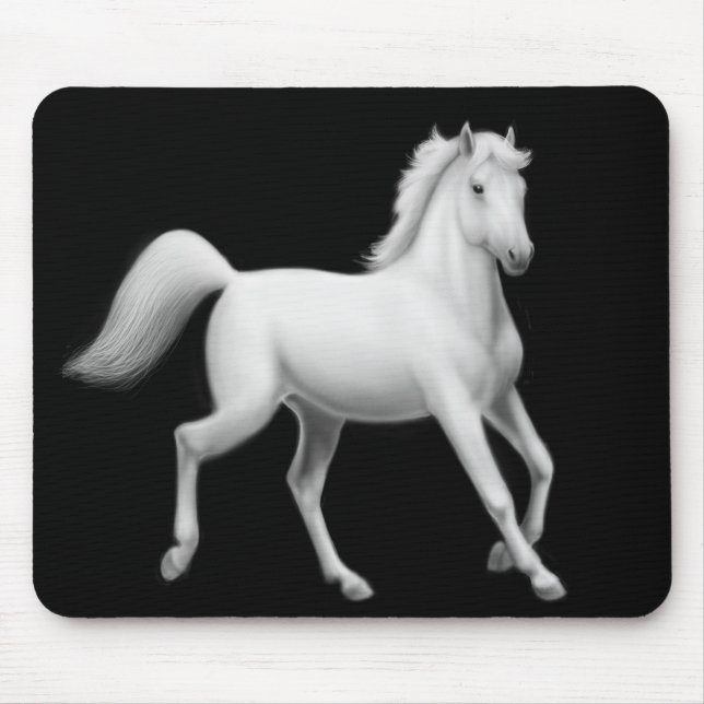 Alfombrilla De Ratón El trotar Mousepad del caballo blanco (Frente)