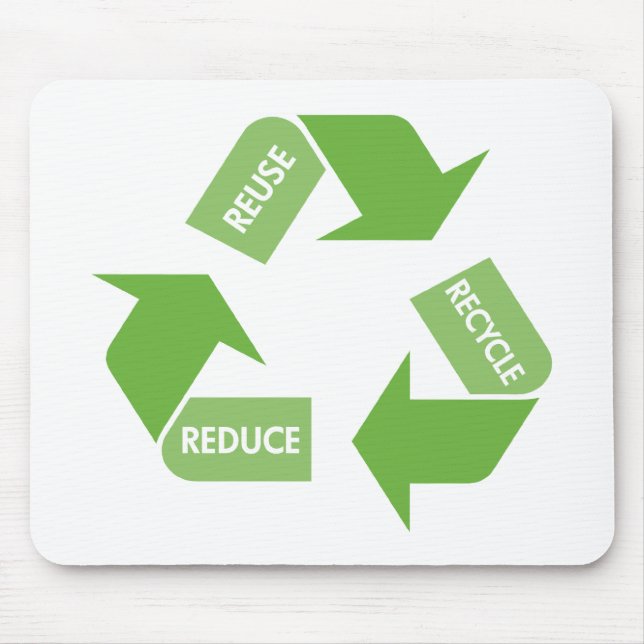 Alfombrilla De Ratón El verde recicla la reutilización reduce (Frente)