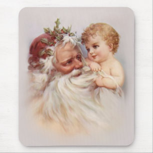 Alfombrilla De Ratón El viejo mundo Santa y Cherub