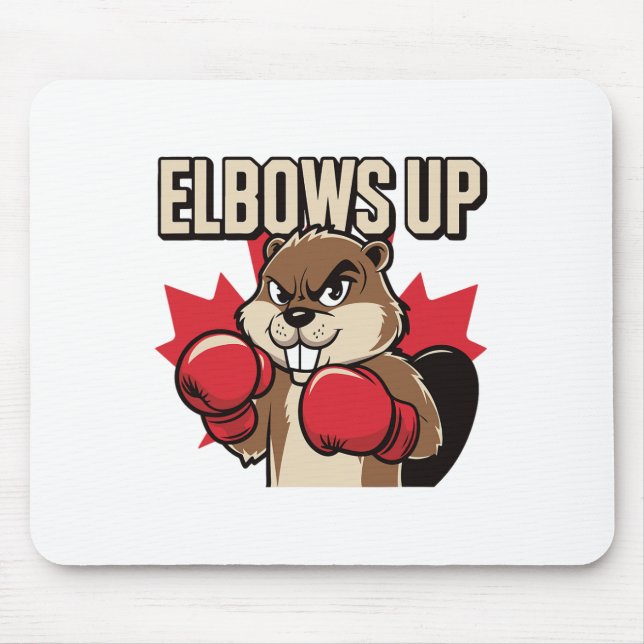 Alfombrilla De Ratón Elbows Up Beaver Boxing Orgulloso Canadiense Fuert (Frente)