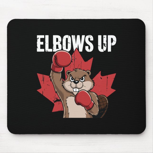 Alfombrilla De Ratón Elbows Up Beaver Boxing Orgulloso Canadiense Fuert (Frente)