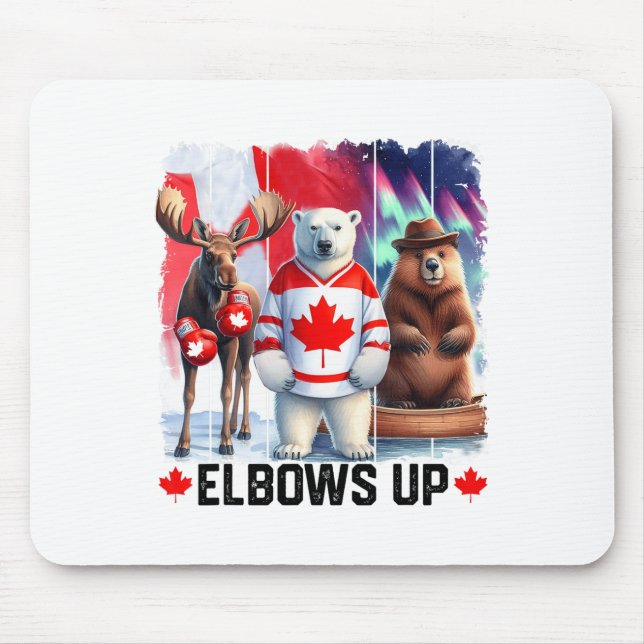 Alfombrilla De Ratón Elbows up Canada Flag Hockey Funny Beaver Boaver M (Frente)