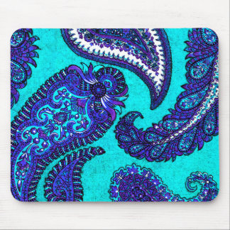 Alfombrilla De Ratón Electric Aqua Blue Indian Paisley