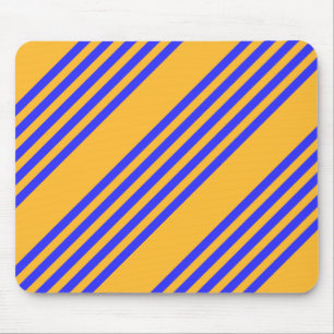 Alfombrilla De Ratón Electric blue and yellow five stripes pattern