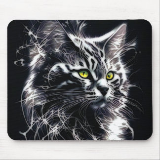 Alfombrilla De Ratón Electric Fractal Black Cat Mouse Pad