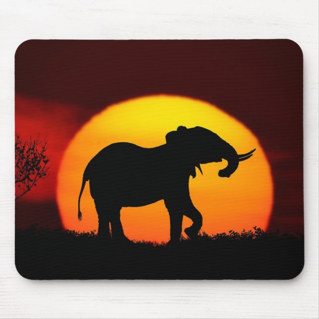 Alfombrilla De Ratón Elefante africano al atardecer (Frente)