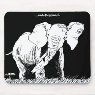 Alfombrilla De Ratón Elefante africano blanco y negro en Gabón