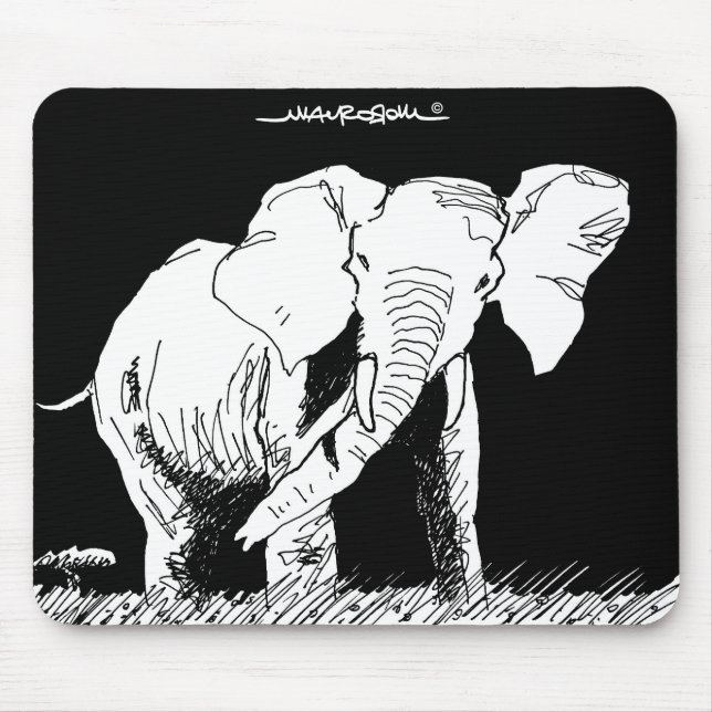 Alfombrilla De Ratón Elefante africano blanco y negro en Gabón (Frente)