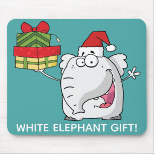 Alfombrilla De Ratón Elefante blanco Santa Hat Regalos Personalizado