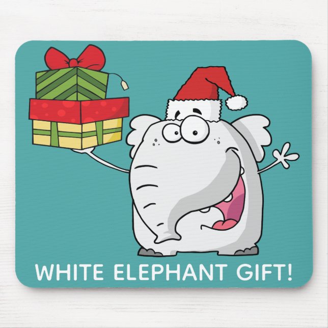 Alfombrilla De Ratón Elefante blanco Santa Hat Regalos Personalizado (Frente)