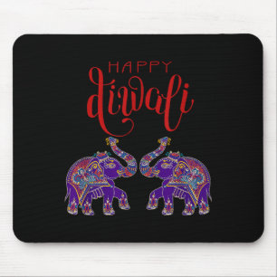 Alfombrilla De Ratón Elefante Colorido Feliz Deepavali Diwali para hind