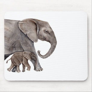 Alfombrilla De Ratón Elefante con bebé elefante