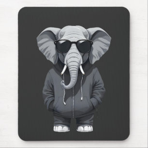 Alfombrilla De Ratón Elefante con Hoodie Funny Vector Animal Guay