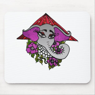 Alfombrilla De Ratón Elefante con las perlas y las violetas