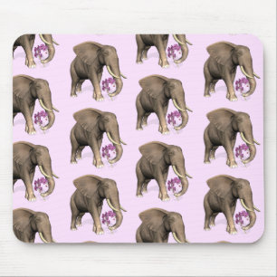 Alfombrilla De Ratón Elefante Con Orquídea Rosa