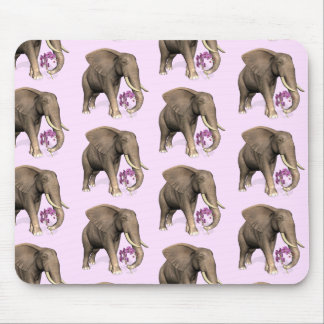 Alfombrilla De Ratón Elefante Con Orquídea Rosa