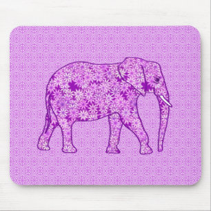 Alfombrilla De Ratón elefante de flores - ametismo morado