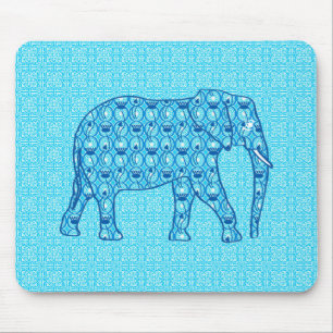 Alfombrilla De Ratón Elefante de flores de Lotus - turquesa