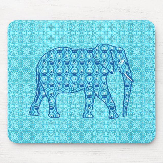 Alfombrilla De Ratón Elefante de flores de Lotus - turquesa (Frente)