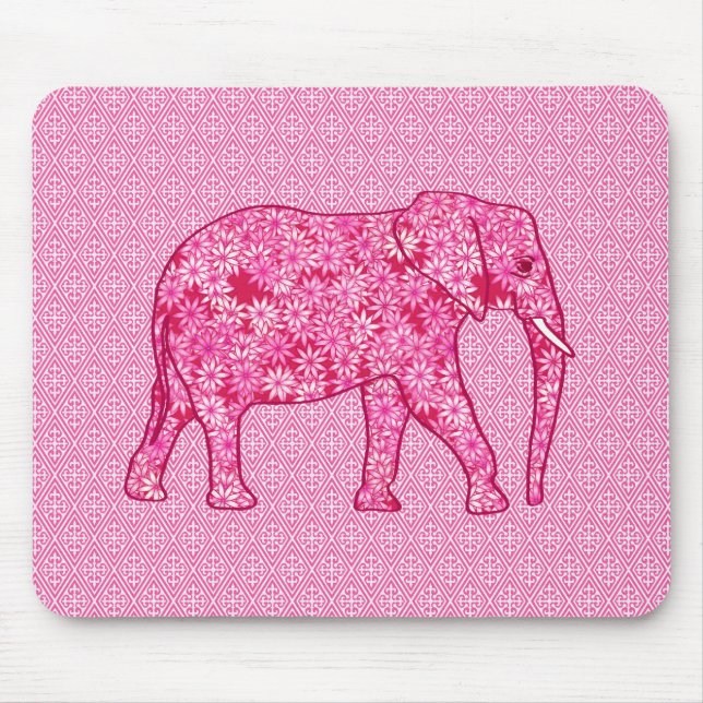 Alfombrilla De Ratón Elefante de las flores - rosa fucsia (Frente)