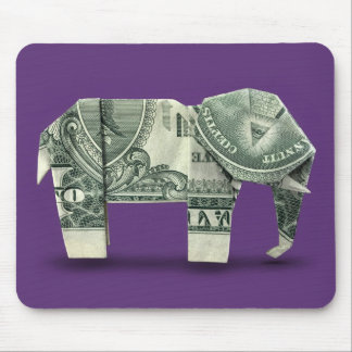 Alfombrilla De Ratón Elefante de Origami de Dinero