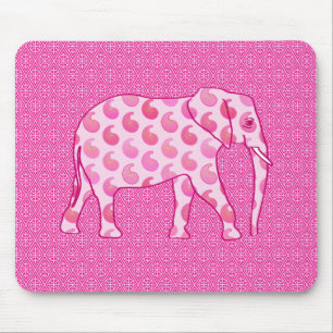 Alfombrilla De Ratón elefante de paisley - rosa hielo y fucsia