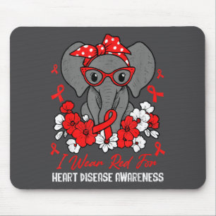 Alfombrilla De Ratón Elefante de salud cardíaca Cinta roja enfermedad c