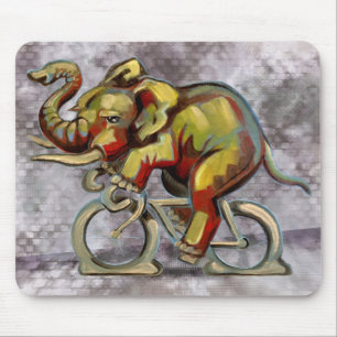Alfombrilla De Ratón Elefante En Bicicleta