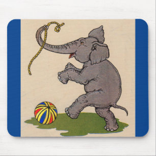 Alfombrilla De Ratón elefante feliz jugando con cuerda y bola