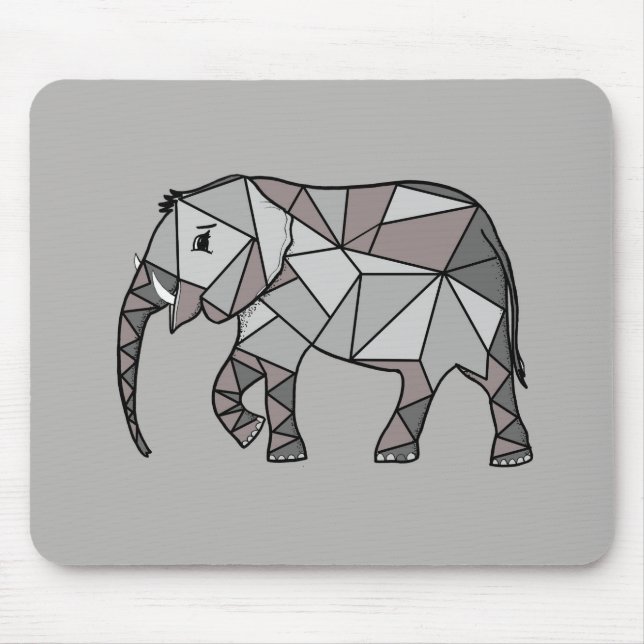 Alfombrilla De Ratón elefante geométrico, obispo gris 2 (Frente)